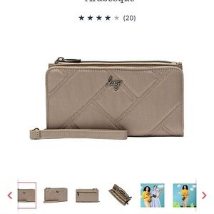 Tan Quilted Wallet with Wrist Strap